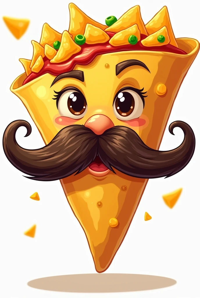 Create me a logo of a Mexican nacho with a Pancho Villa style mustache
