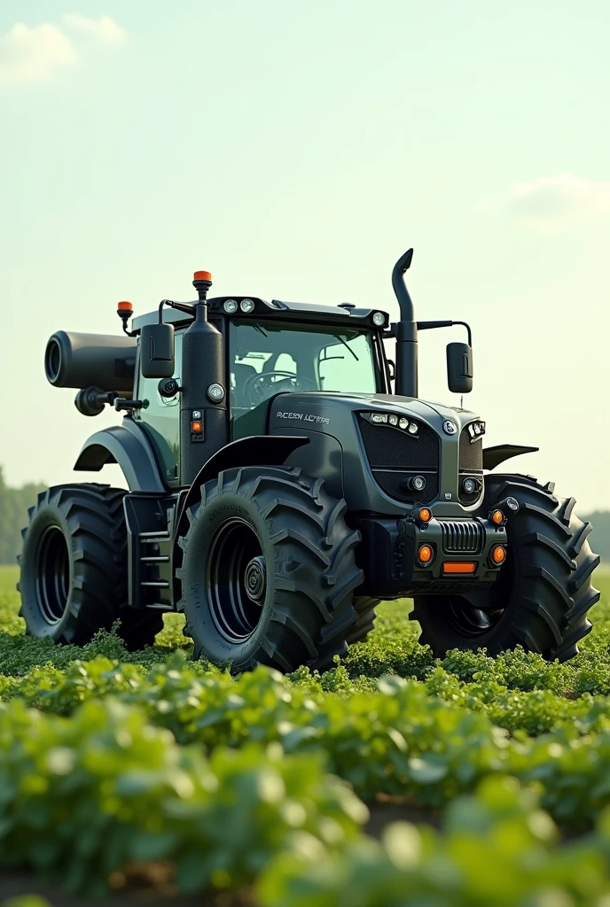 TRACTOR WITH LARGE CAMERAS ON THE FRONT AND REAR OF THE TRACTOR