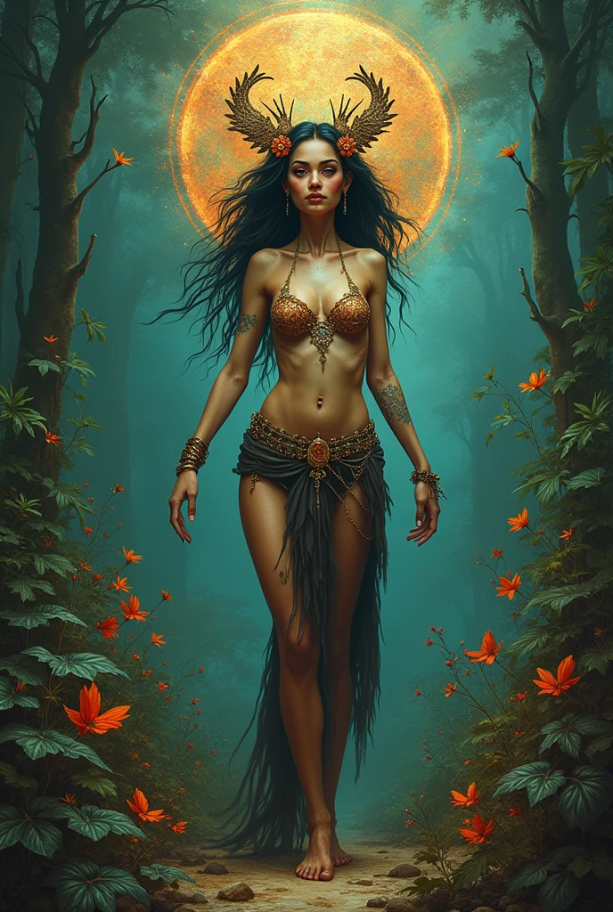 woman without a leg ,Colombian mythological character