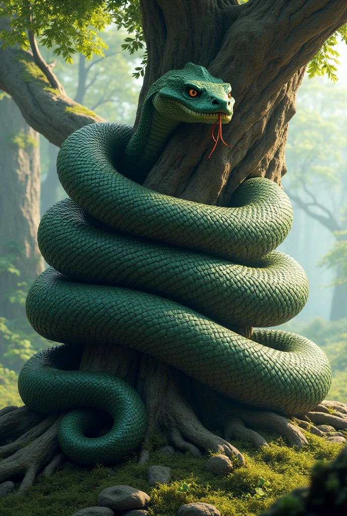 A big snake on a tree