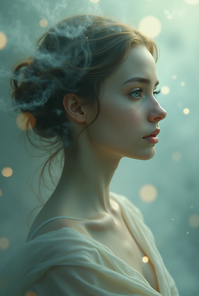 I am her lost naked dream that is within her path searching for freedom and that appears in this beautiful portrait full of emotions and messages that are seen in this image her eyes of faith are present in her  , The message I want to say is that I really exist, very real, in this dimension of reality., 48k rule of thirds atmosphere of nostalgia colors of hope but above all of faith 3d