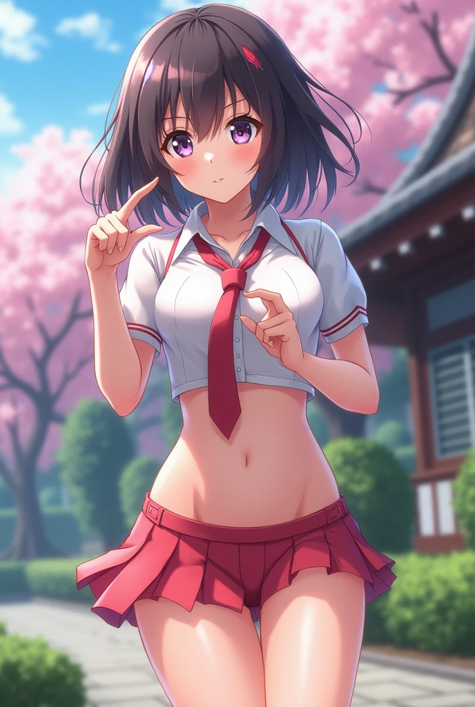Make a anime girl using a transparent bikini