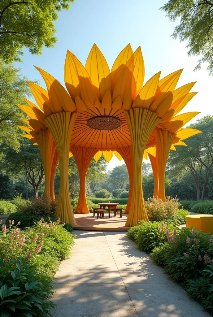 pavilion shaped like a 🌼


