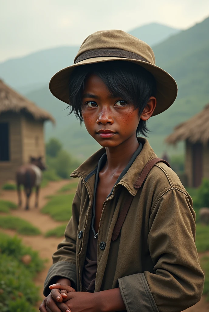 scout boy in vietnam tired but still doing the work