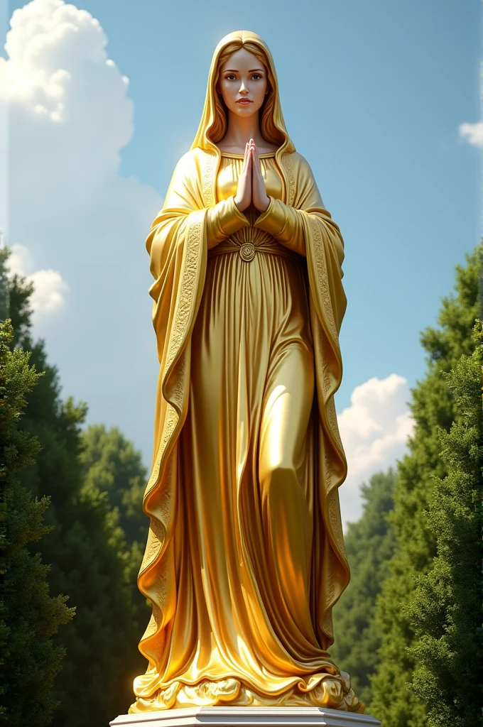 Golden Ave maria statue