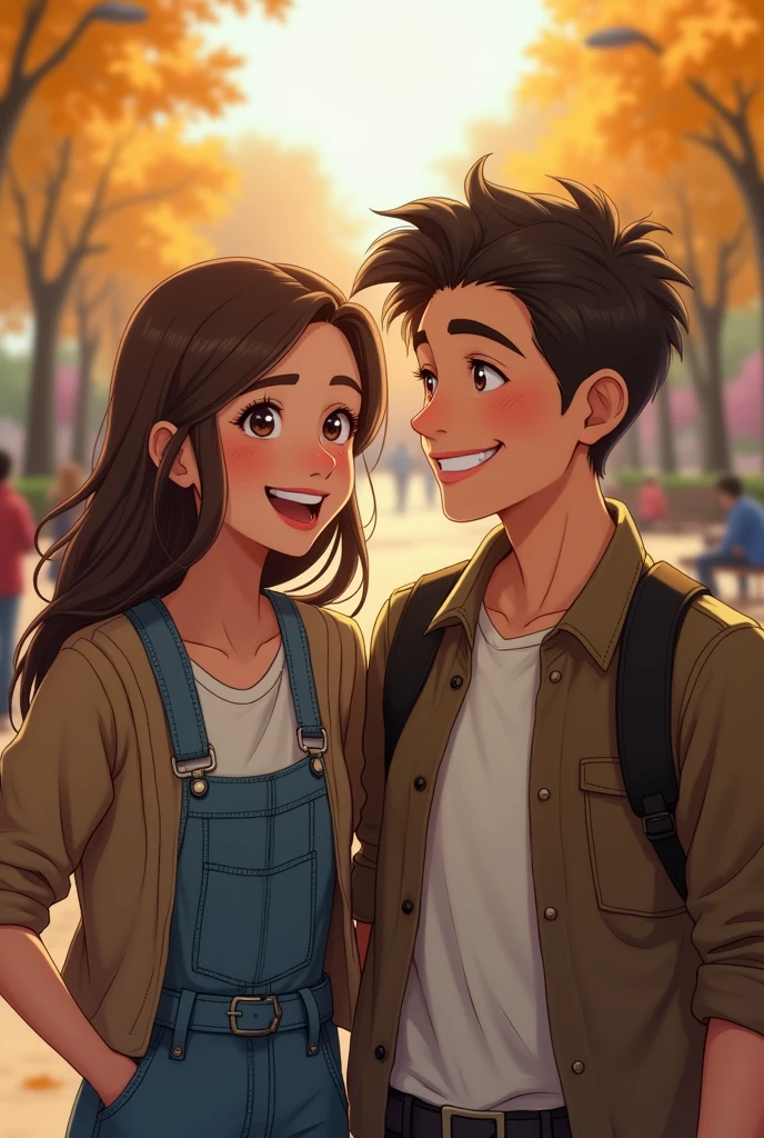 high boy and girl smiles together on date