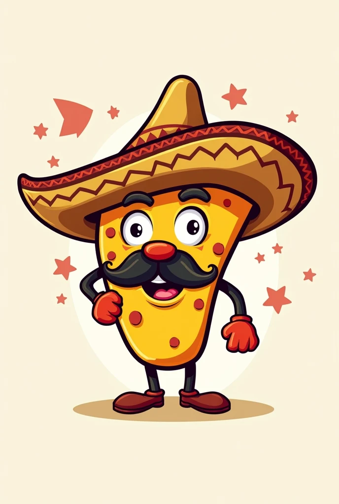 Create a logo for a Mexican nacho with mustache, Charro hat