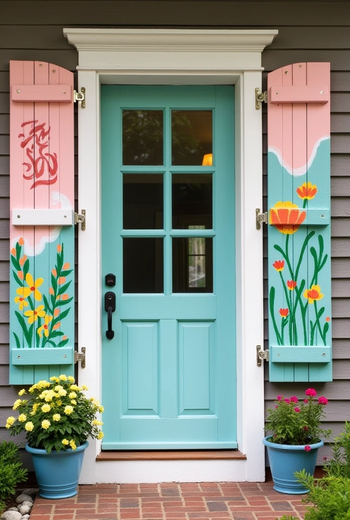 I want to paint my 4 shutters outside of my art classes in such a creative and easy way