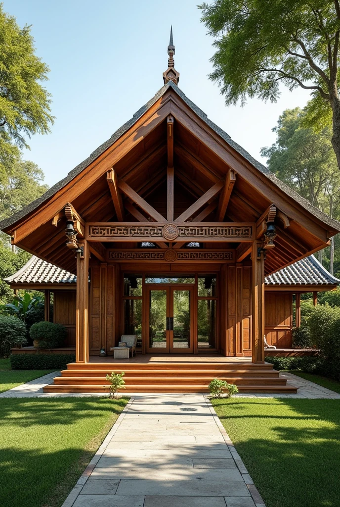 Create a Pavilion or a Function Hall, that is very traditional, made up of wood and very modern looking architecture, inspired with ethnic houses in the Philippines