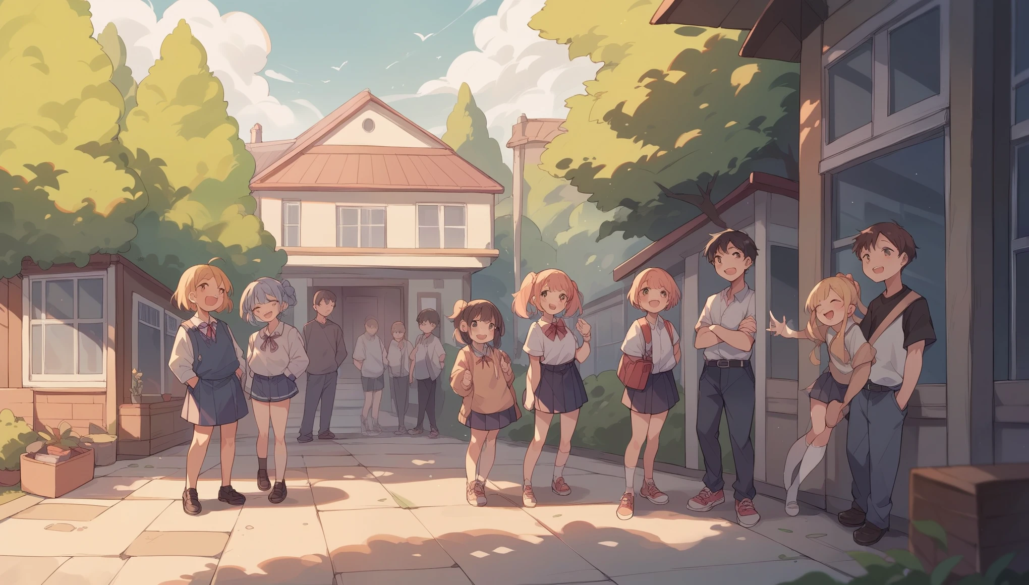 langerie POV,Three cute girls in an alley,the first girl is crying,the second girl is scared,the third girl is scared. they all have children, langerie