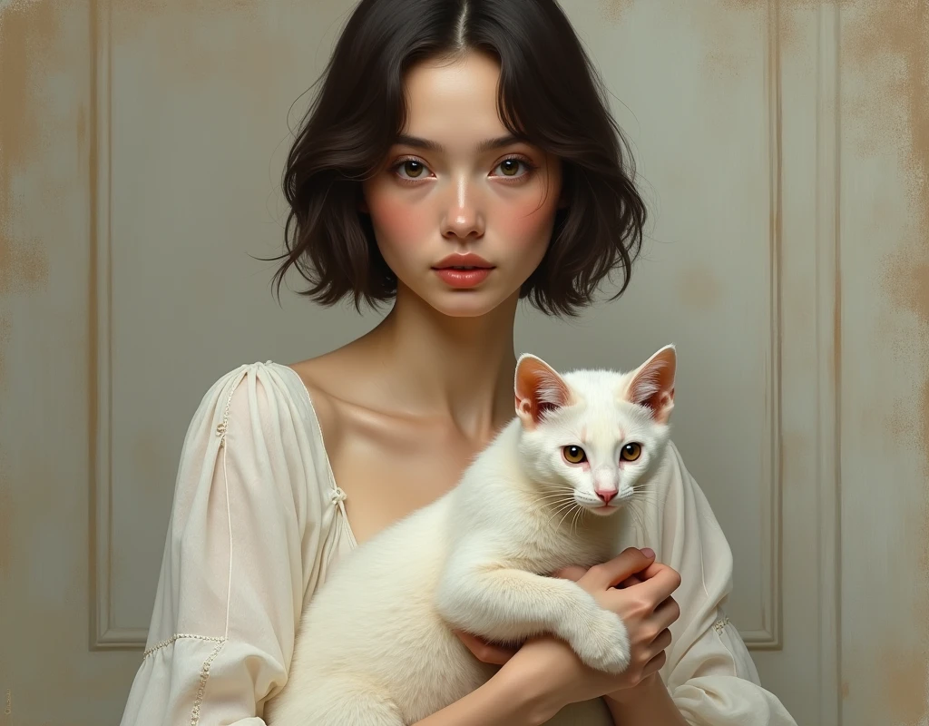 make me a painting of the lady with an ermine in a modern way but imitating da vincci