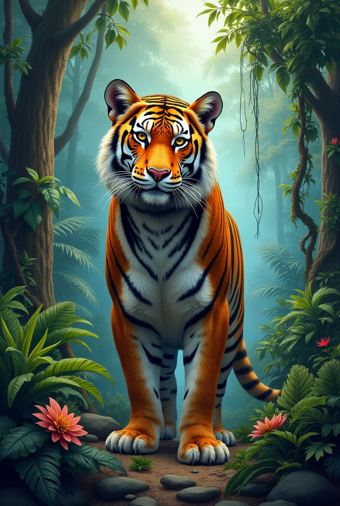Cat art in jungle