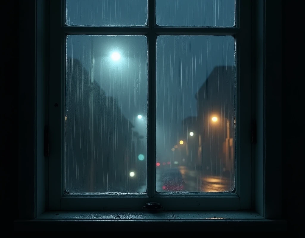Front Window on a very dark rainy night