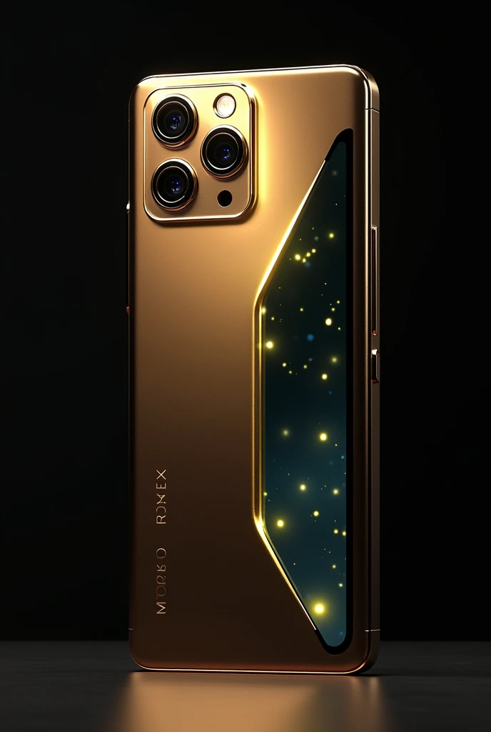 A cell phone with 5 cameras in deep gold color with Xbox screen