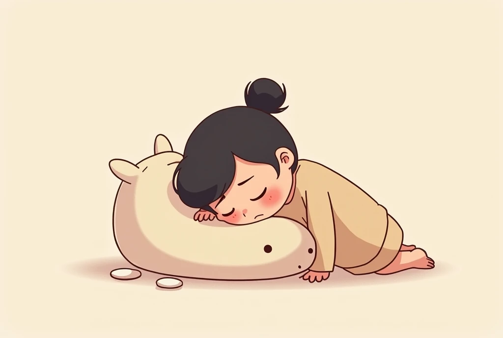 Cartoon image of a who is depressed and wants to hide herself, cartoon, cute cartoon, cute cartoon style, motherly love, cute illustration, clean anime art, simple background