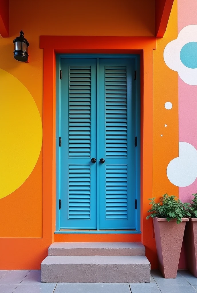 I want to paint my 4 shutters outside of my art classes in such a creative and use of only 2 to 3 colours and simple