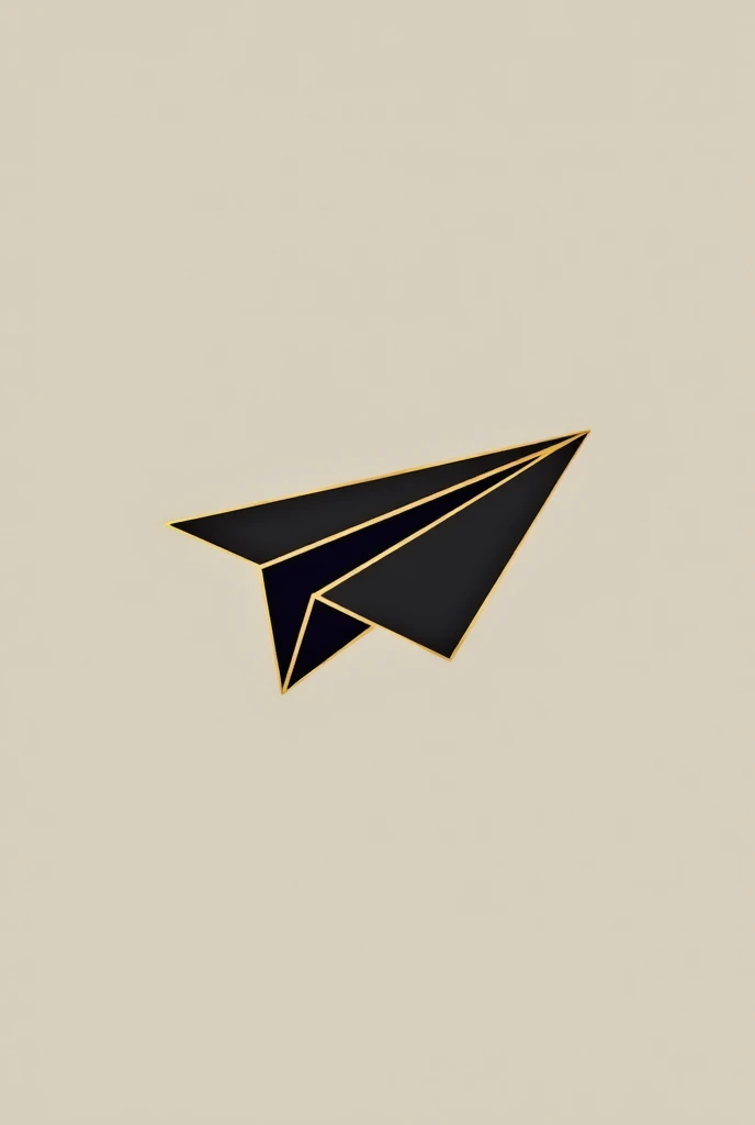 Create a simple and minimalist logo of a paper airplane, make it simple and elegant, use black and gold colors