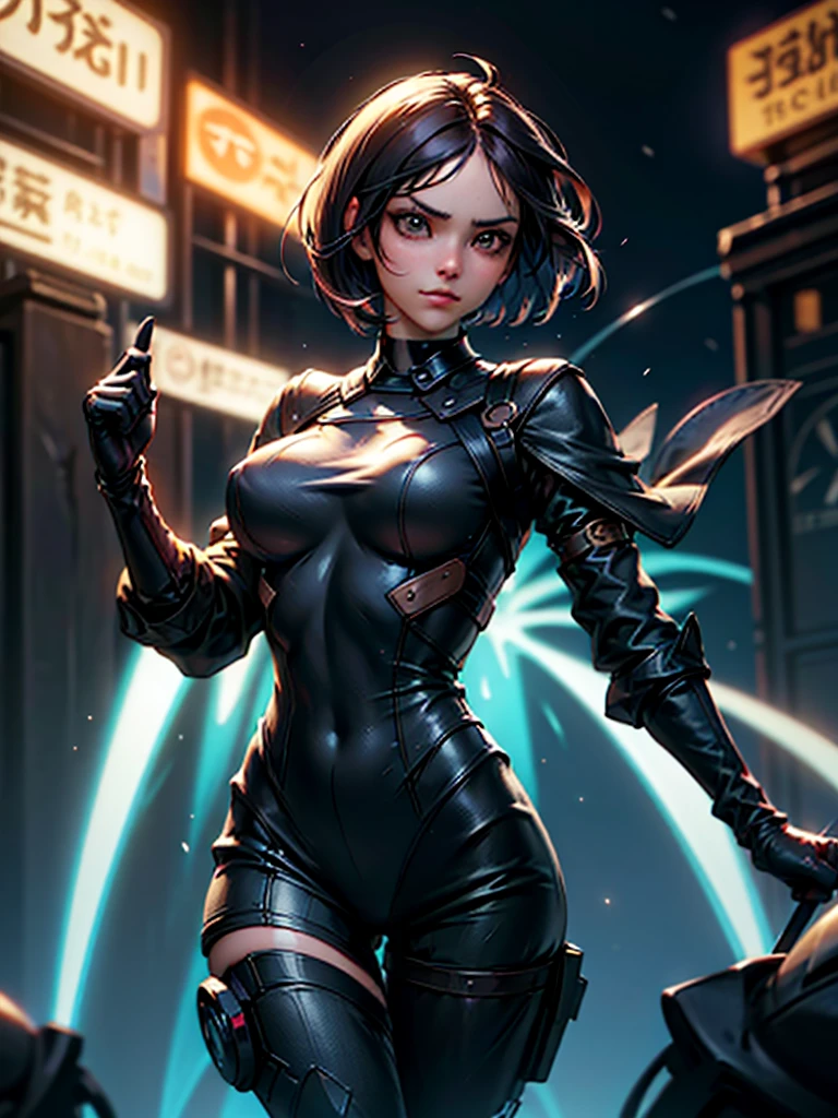 (at night), in a video game scene in the background, a beautiful city at night, raining, alone, standing looking straight ahead, military green women's clothing, black gloves, semi-short hair, (( semi-short hair)), 1 girl, 30 years old, young woman, perfect hands, Beautiful fingers, Beautiful long legs, Beautiful body, Beautiful nose, Beautiful character design, perfect face, looking straight at the viewer with a serious and very upset gesture , he has a black whip in his hand (focusing on his face), closed mouth, light_smile, official art, Extremely detailed CG unity 8k wallpaper, Perfect lighting, bright and colorful front lighting, shiny skin (masterpiece: 1.0), (Best_quality: 1.0), ultra High resolution, 4k, ultra detailed photography, 8K, hdr, High resolution, Nonsense:1.2, Kodak portrait 400, film grain, Background blur, bokeh:1.2, Lens flare, (vibrant_color:1.2), professional photography, (Beautiful, breasts: 1.4), (Beautiful_face: 1.5), (narrow waist),
