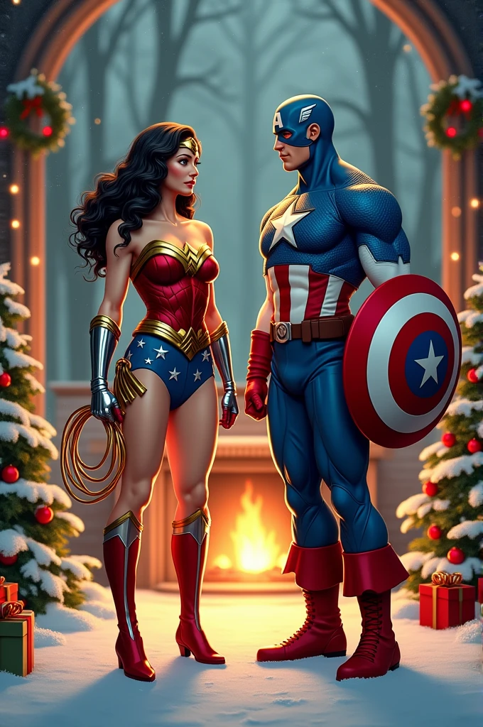 Wonder Woman and Captain America at Christmas 