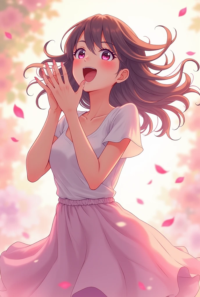 An anime woman enjoying herself