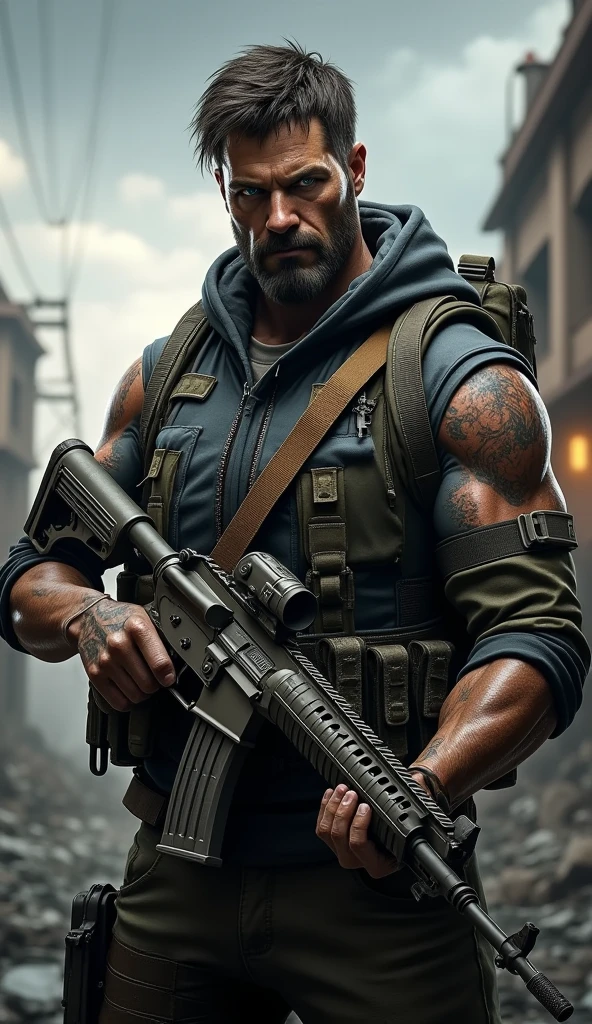 Create a luxury realistic gaming profile photo for PUBG mobile and character is a zombie killer