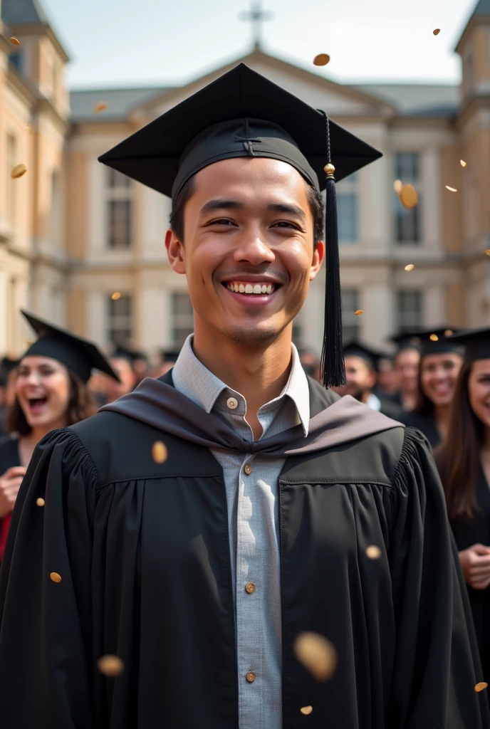 Young man graduates from university