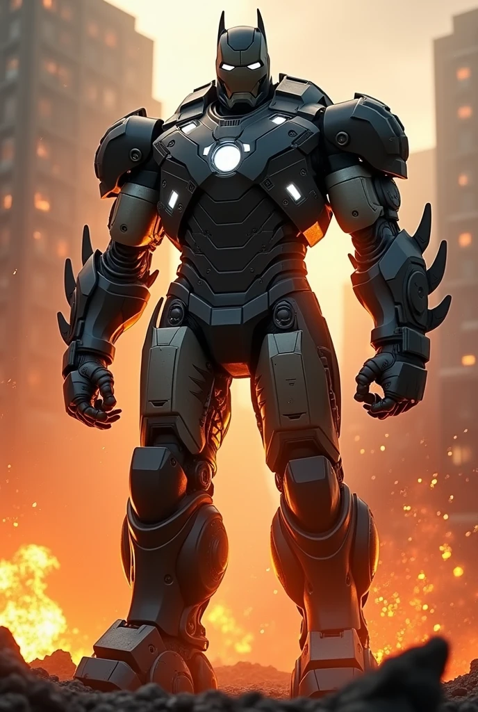Iron Man combined with tank combined bat man fire