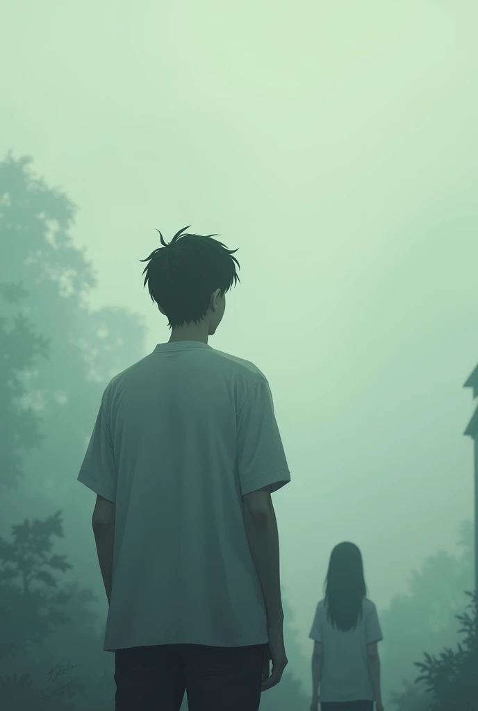 that the ager looks at him from a distance with his back turned