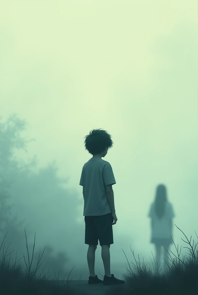 that the teenager looks at him from a distance with his back turned