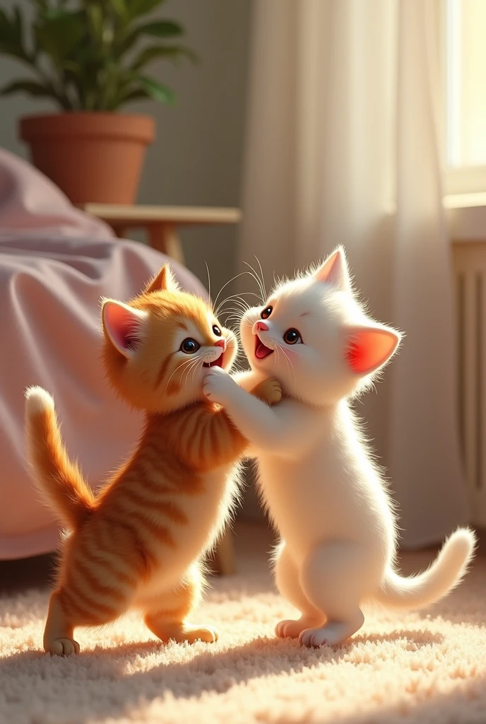 cat cute plying then he fight toghtr