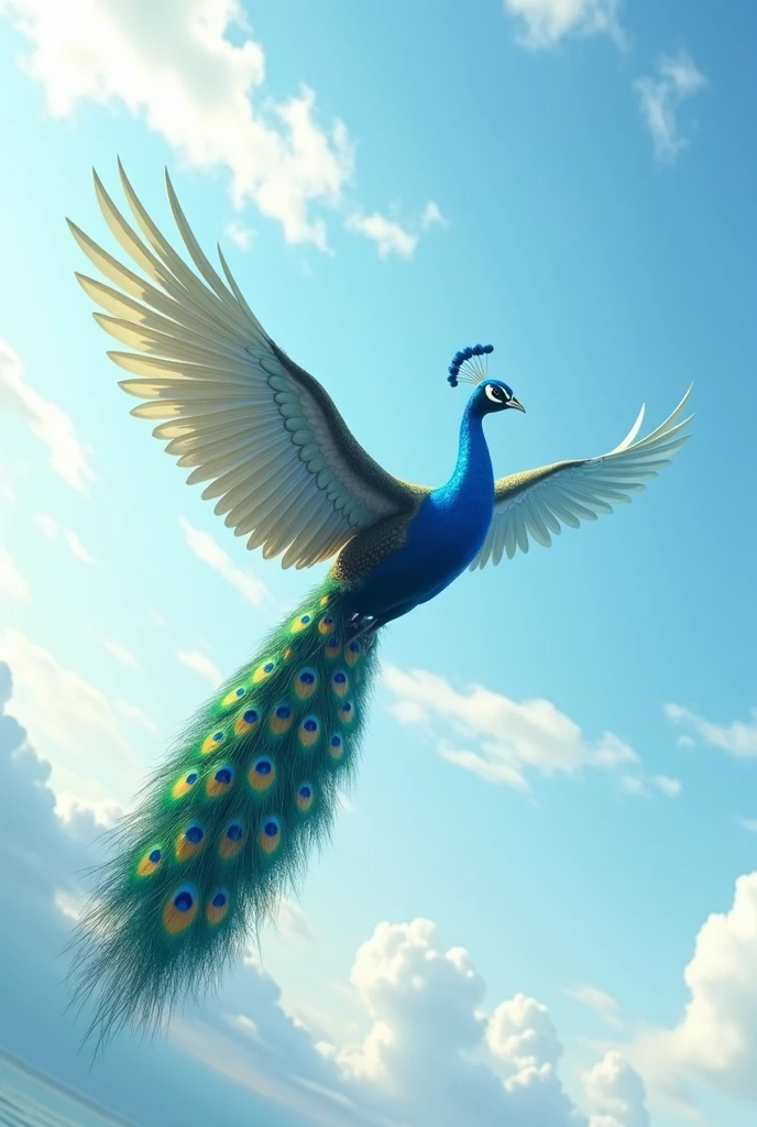 One peacock fly in sky