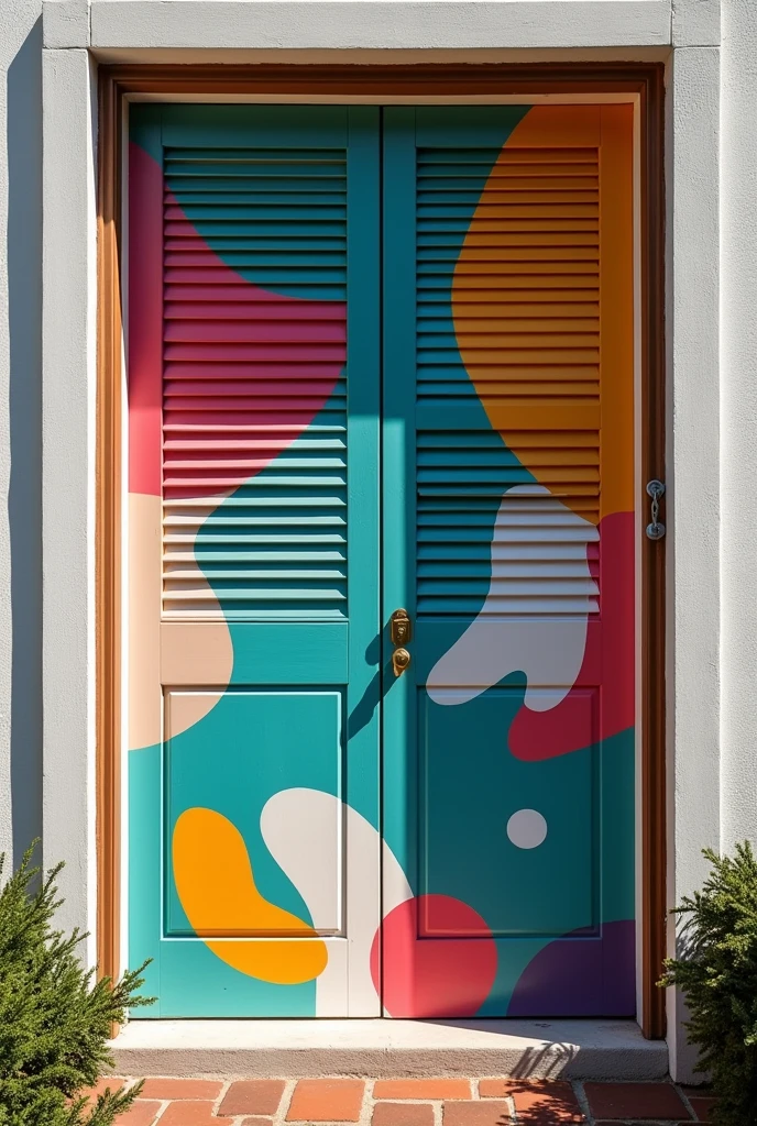 I want to paint my 4 shutters outside of my art classes in such a creative and use of only 2 to 3 colours and not to hard
