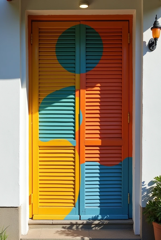 I want to paint my 4 shutters outside of my art classes in such a creative and use of only 2 to 3 colours and simple
