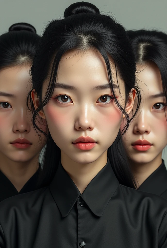 Chinese people with X-shaped eyebrows and nasolabial folds
