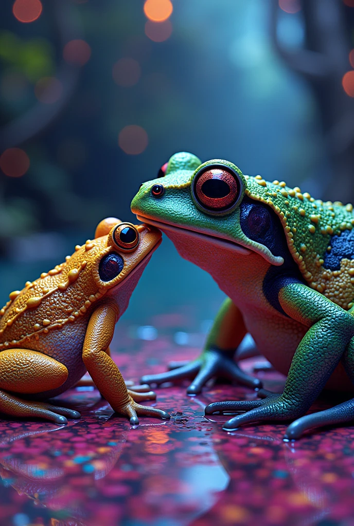 Chola frog licking a psychedelic toad to get high
