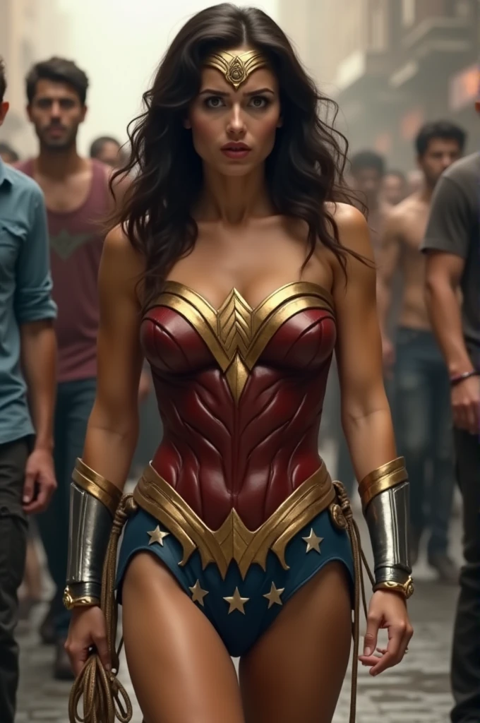 Wonder woman,shocked ,naked,public