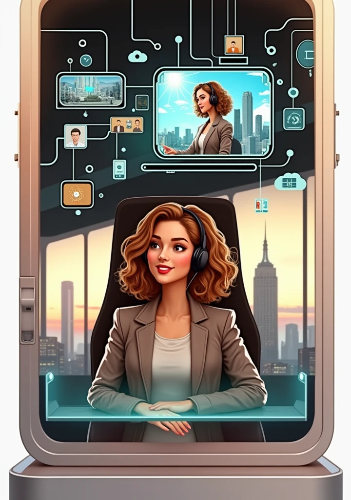 poster 3D inspirado na Disney/Pixar 
capturando um o homem de 39 anos, cabelo e olhos castanhos, sem pelos. In the scene he's working on the Television Switcher,  com mas duas pessoas, uma menina de 35 anos ela do cabelo preto, ele 30 anos baixinho e cabelo curto. Feliz e trabalhando numa emissora de TV. The girl next door with a cell phone in her hand taking forums.