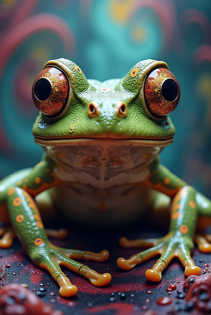 Frog on drugs with dilated eyes Tattoo