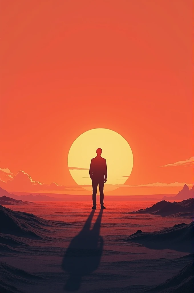 A ground cycle with man sunset only show shadows