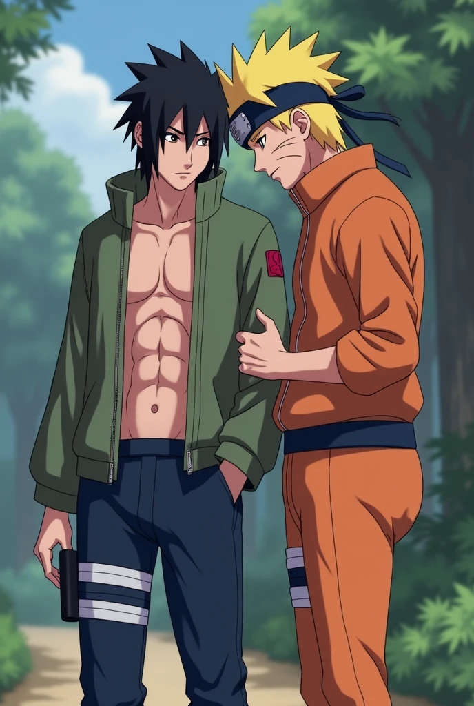 Sasuke having fuck with naruto, sasuke unwear his clothes even underwear, also naruto