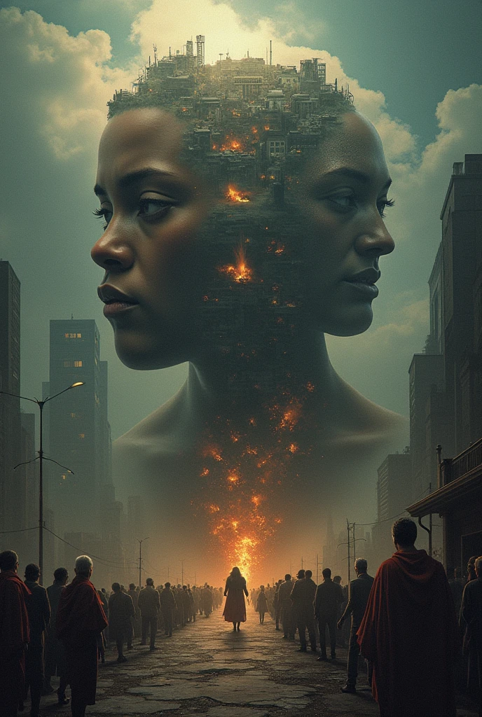 An image that shows the sufferings of the world, something that is understood, that all the world&#39;s problems are related, larger, another more prominent image and that is interpreted Other