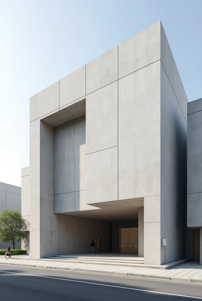 Facade of a theatre in the style of Tadao Ando