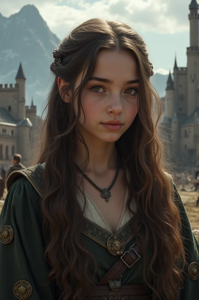 Create a brown-eyed girl with long hair with the Game Of Thrones theme
