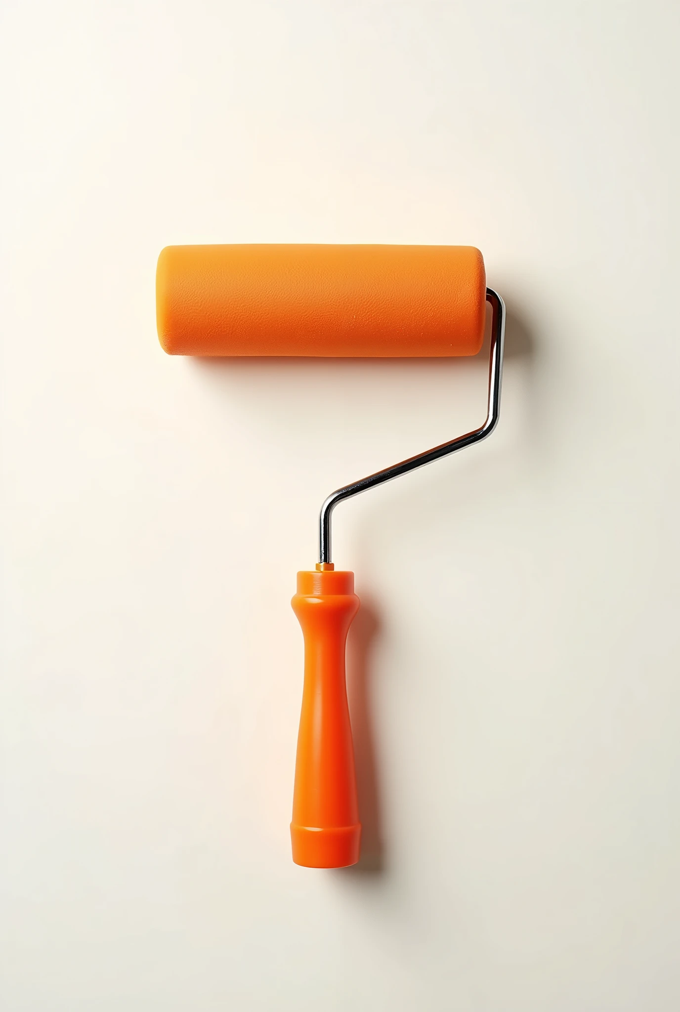 Painter's roller is orange, Studio Photography, studio lighting, realistic skin texture and detail, the photo is taken straight, background white uniform,