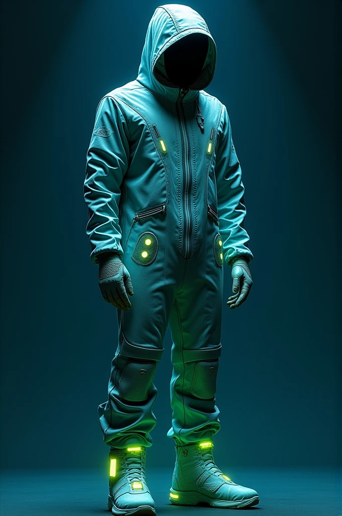 Please design a set of thermal and waterproof clothing for flood situations and inspired by lantern fish 