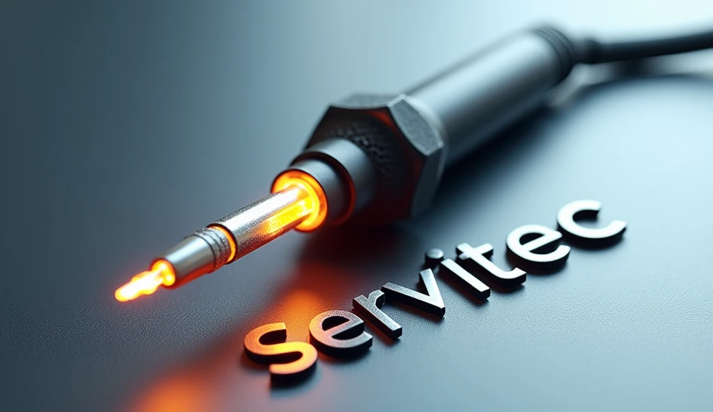 Logo with letters and a soldering iron for ServiTec that is clearly legible and that shows a soldering iron, Also that it is of FHD quality