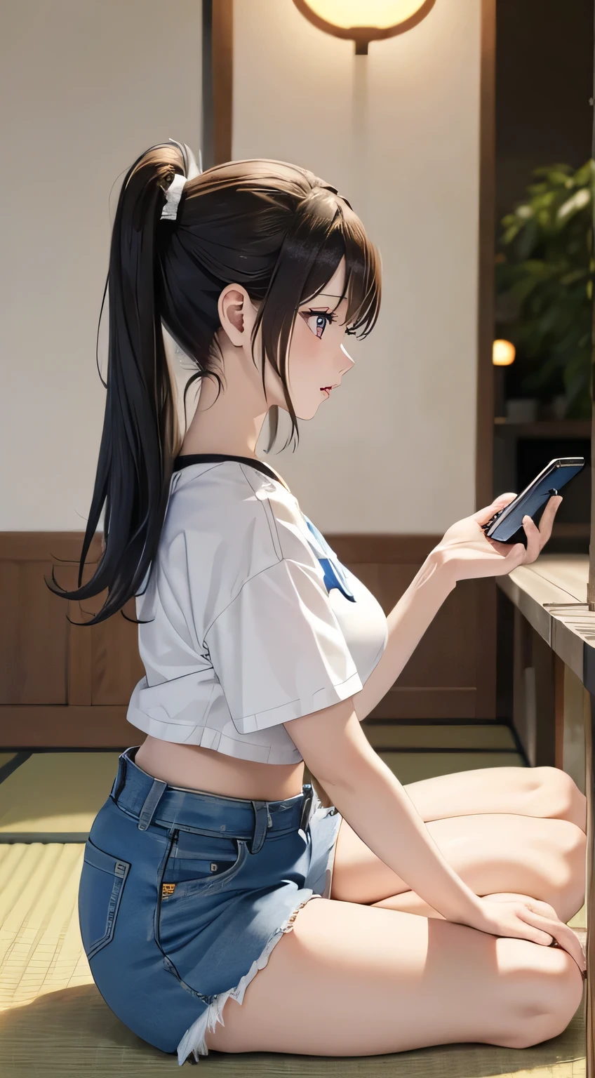 anime sentada na mesa com video game console Playstation 5、animesco jovem meninaos, olhos azuis, Estilo de Arte de Anime de alta qualidade, Moe Estilo de Arte Anime, jovem mulher de anime, com capuz, Anime Art Wallpaper 8K, Anime Wallaper, high quality fan art, estilo anime feminino, Estilo de Arte de Anime、Makoto Shinkai Estilo de Arte、Sentado em frente a um console de videogame Playstation 5、capuz rosa、(((Sente-se em frente ao seu console de videogame Playstation 5 e olhe para a TV)))、Foco no console de videogame Playstation 5、Trabalhe em frente ao console de videogame Playstation 5、Um cabelo azul escuro、{{{{Assista ao videogame }}}}、perfil