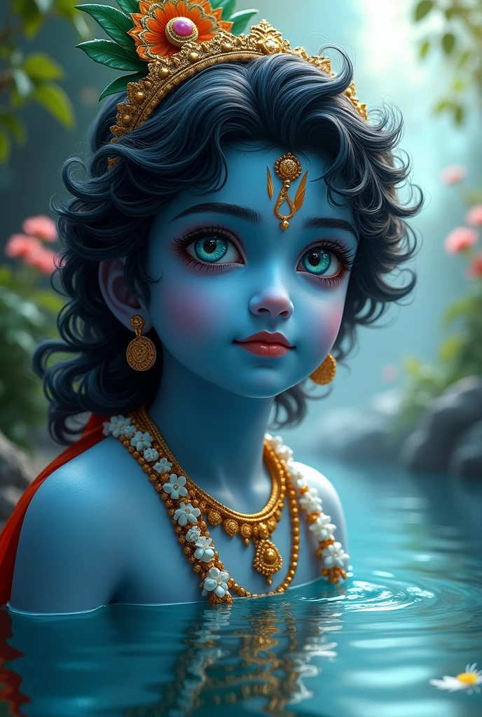 Lord krishna with ocean blue eyes