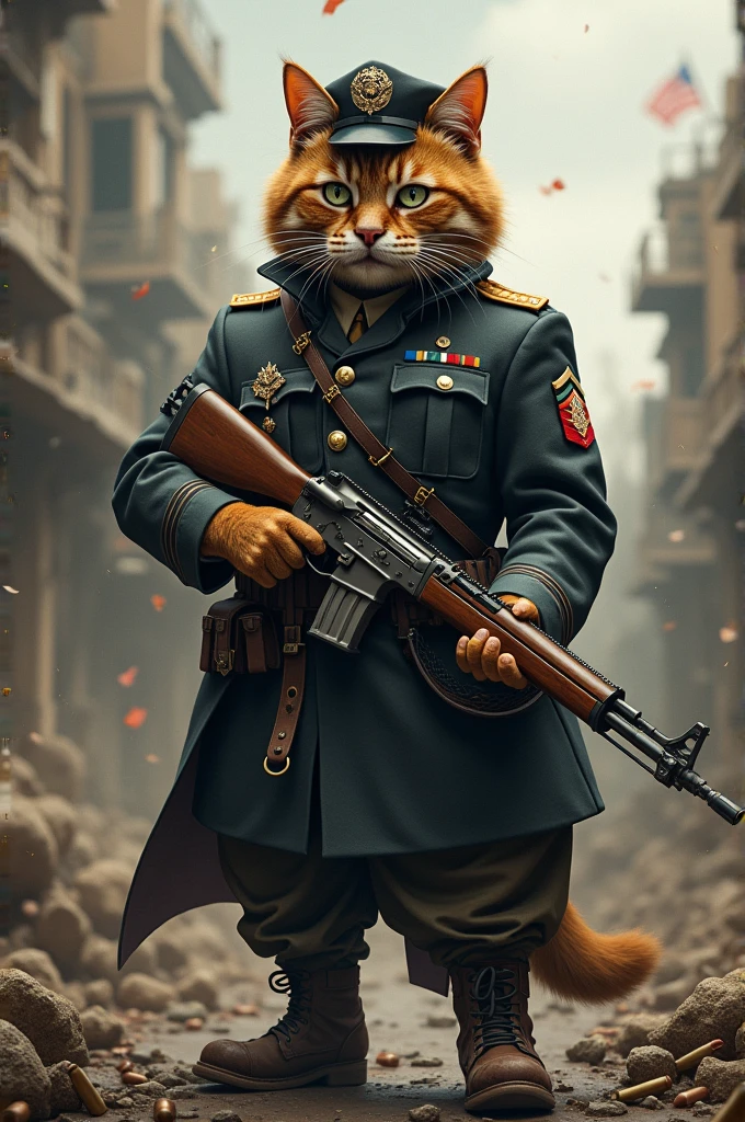 A cat in the form of a soldier