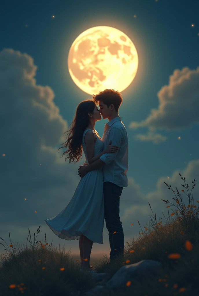 couple looking at the moon